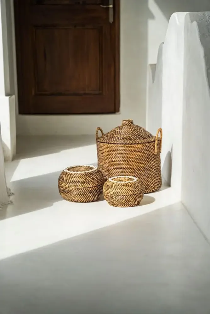 Storage boxes - The Colonial Handles Basket - Natural Brown - BAZAR BIZAR LIVING