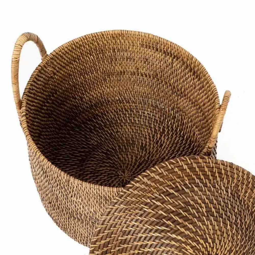 Storage boxes - The Colonial Handles Basket - Natural Brown - BAZAR BIZAR LIVING