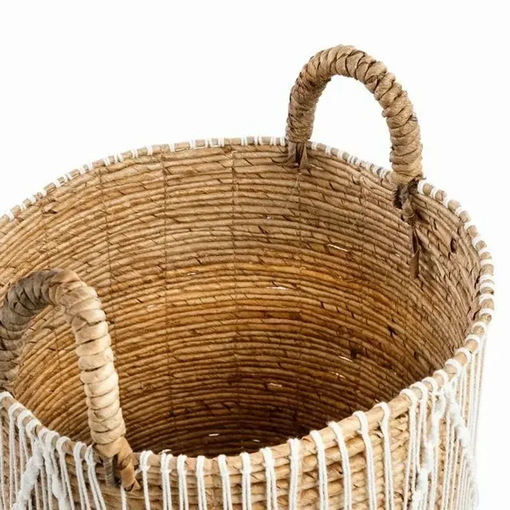 Boîtes de rangement  - Le Panier Macramé Stitches Droits - Naturel Blanc - M - BAZAR BIZAR LIVING