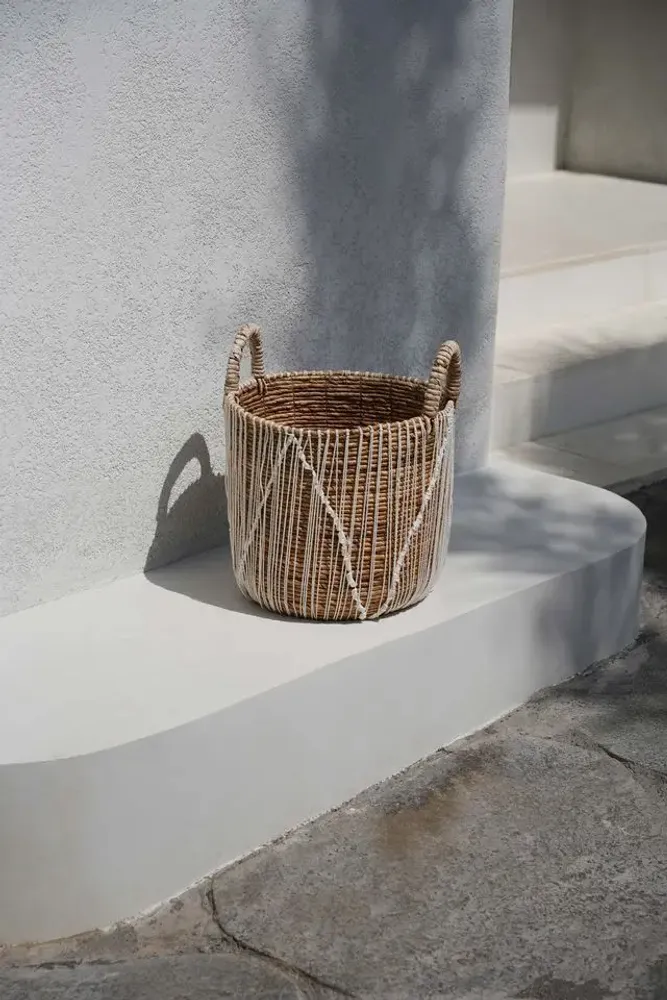 Storage boxes - The Straight Stitched Macrame Basket - Natural White - L - BAZAR BIZAR LIVING