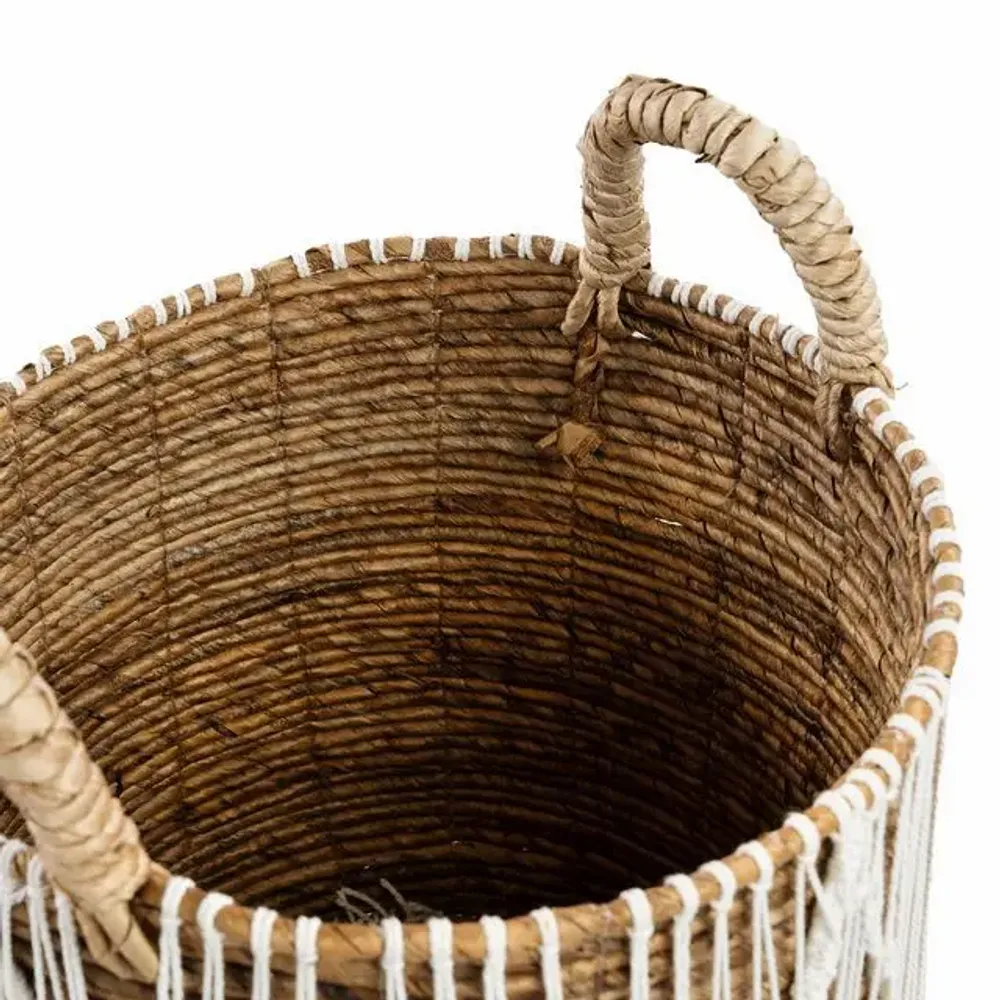 Storage boxes - The Straight Stitched Macrame Basket - Natural White - L - BAZAR BIZAR LIVING