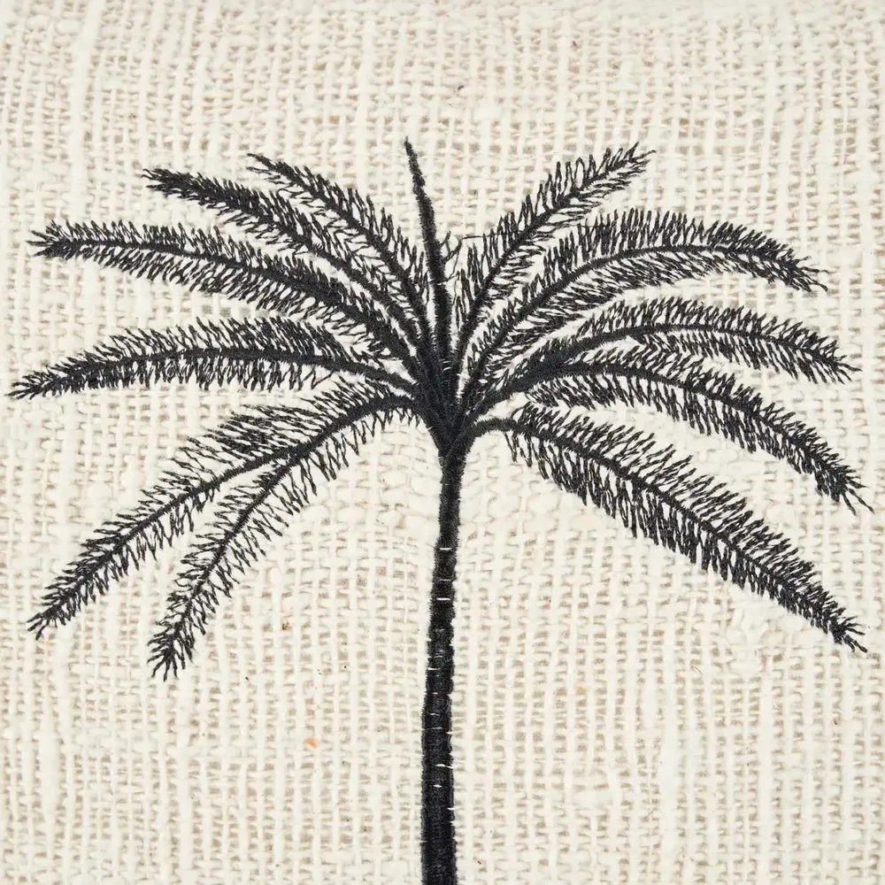 Cushions - The Gili Palm Cushion Cover - Natural Black - BAZAR BIZAR LIVING