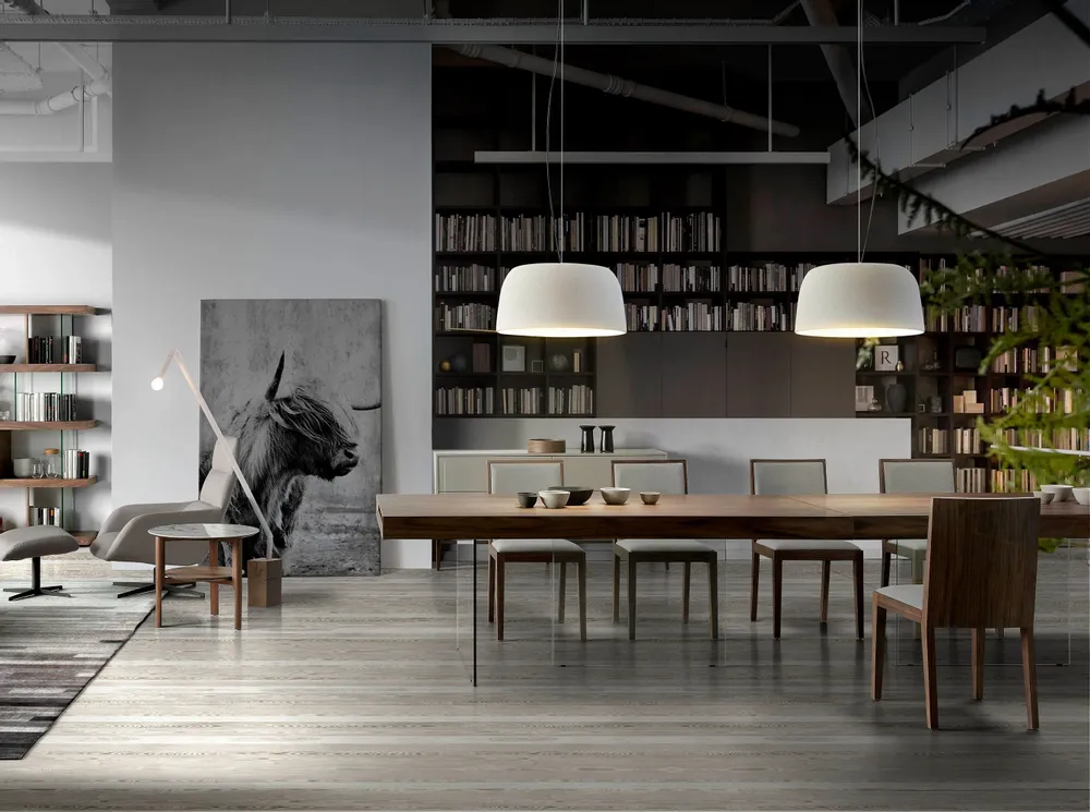 Dining Tables - Walnut dining table with glass legs - ANGEL CERDÁ