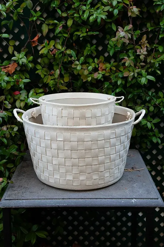 Objets de décoration - Sac en cuir tissé - SOL & LUNA