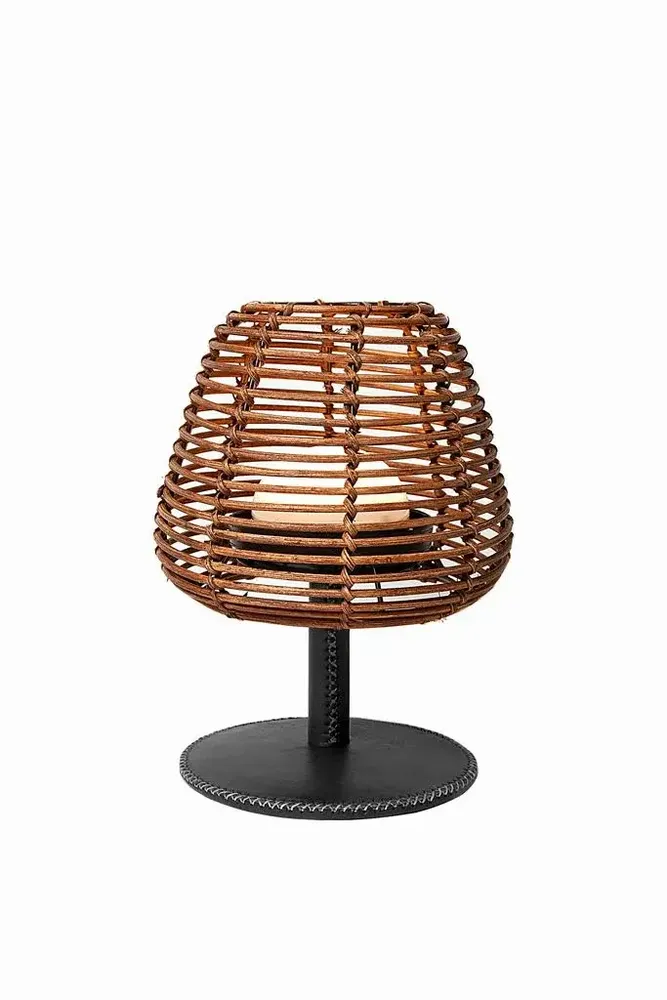 Éclairage LED - Lampe de table USB en rotin et cuir - SOL & LUNA