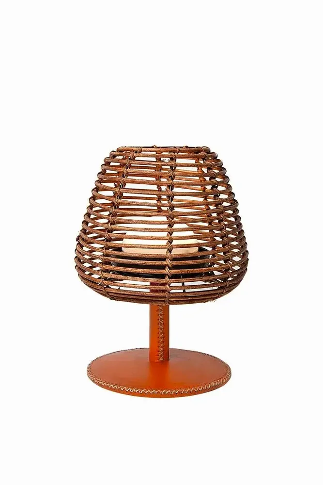 Éclairage LED - Lampe de table USB en rotin et cuir - SOL & LUNA