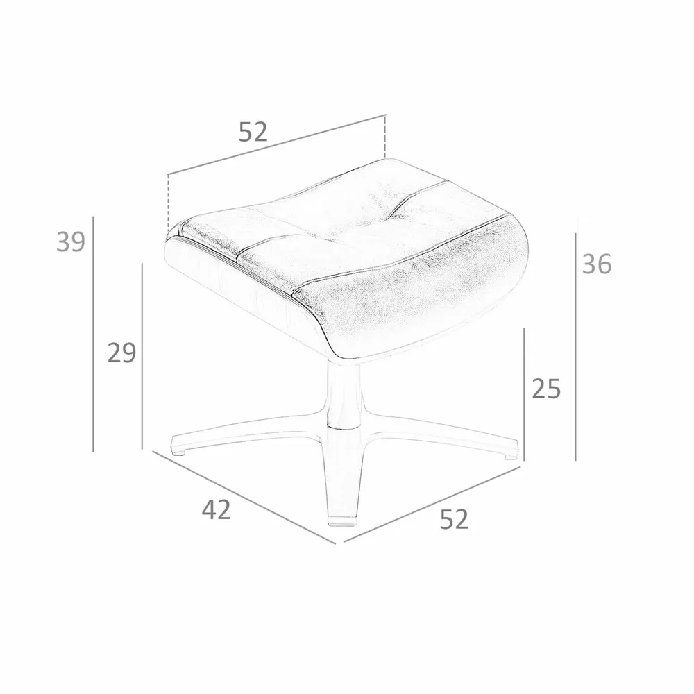 Poufs - Pouf pivotant tapissé en cuir de vachette marron - ANGEL CERDÁ