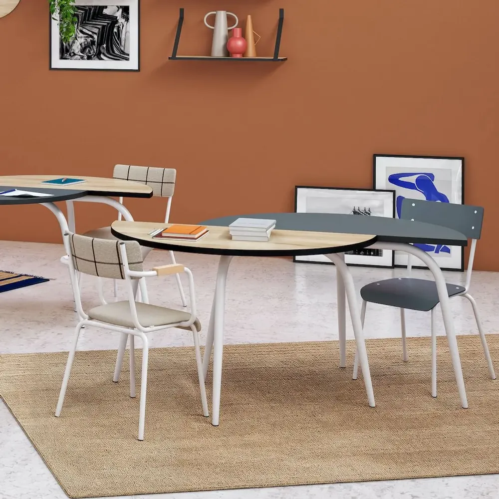 Office furniture and storage - Paloma retro half-moon table 120 x 75 x 60 cm - LES GAMBETTES