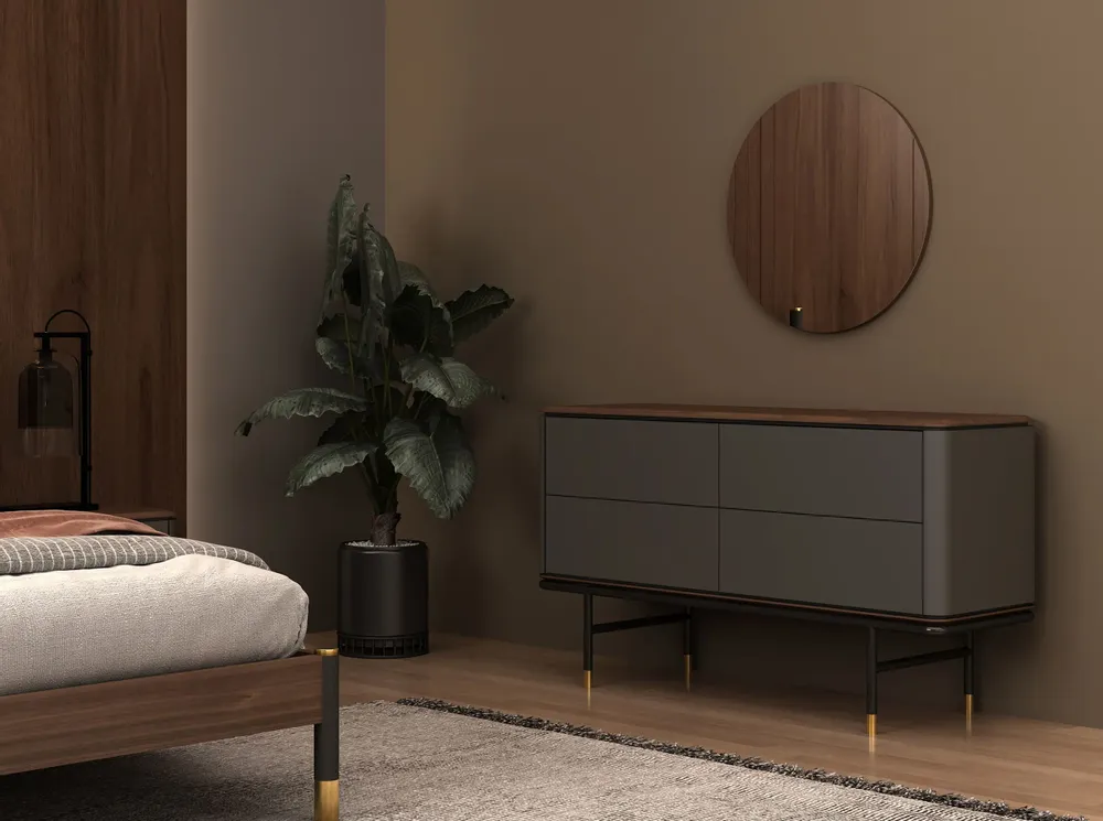 Mirrors - Round walnut wall mirror - ANGEL CERDÁ