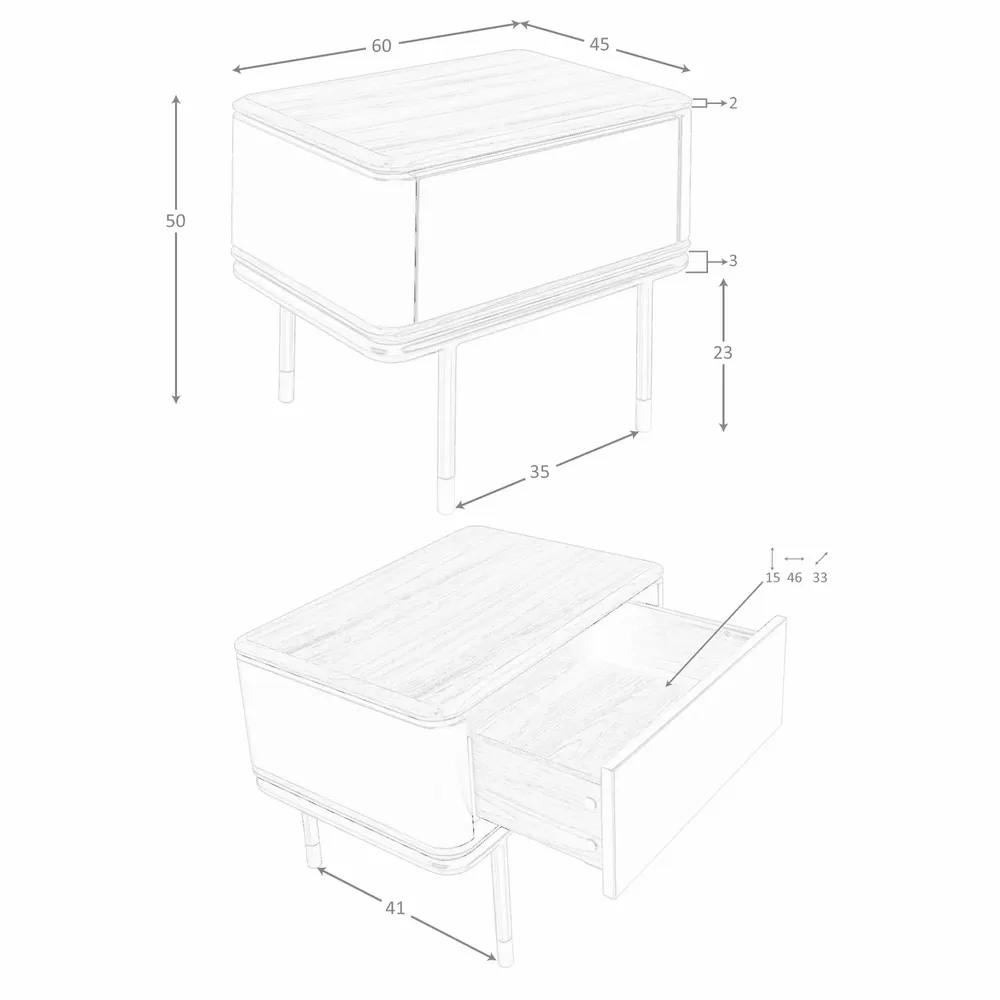 Night tables - Bedside table in matt dark grey wood, black steel and walnut top - ANGEL CERDÁ