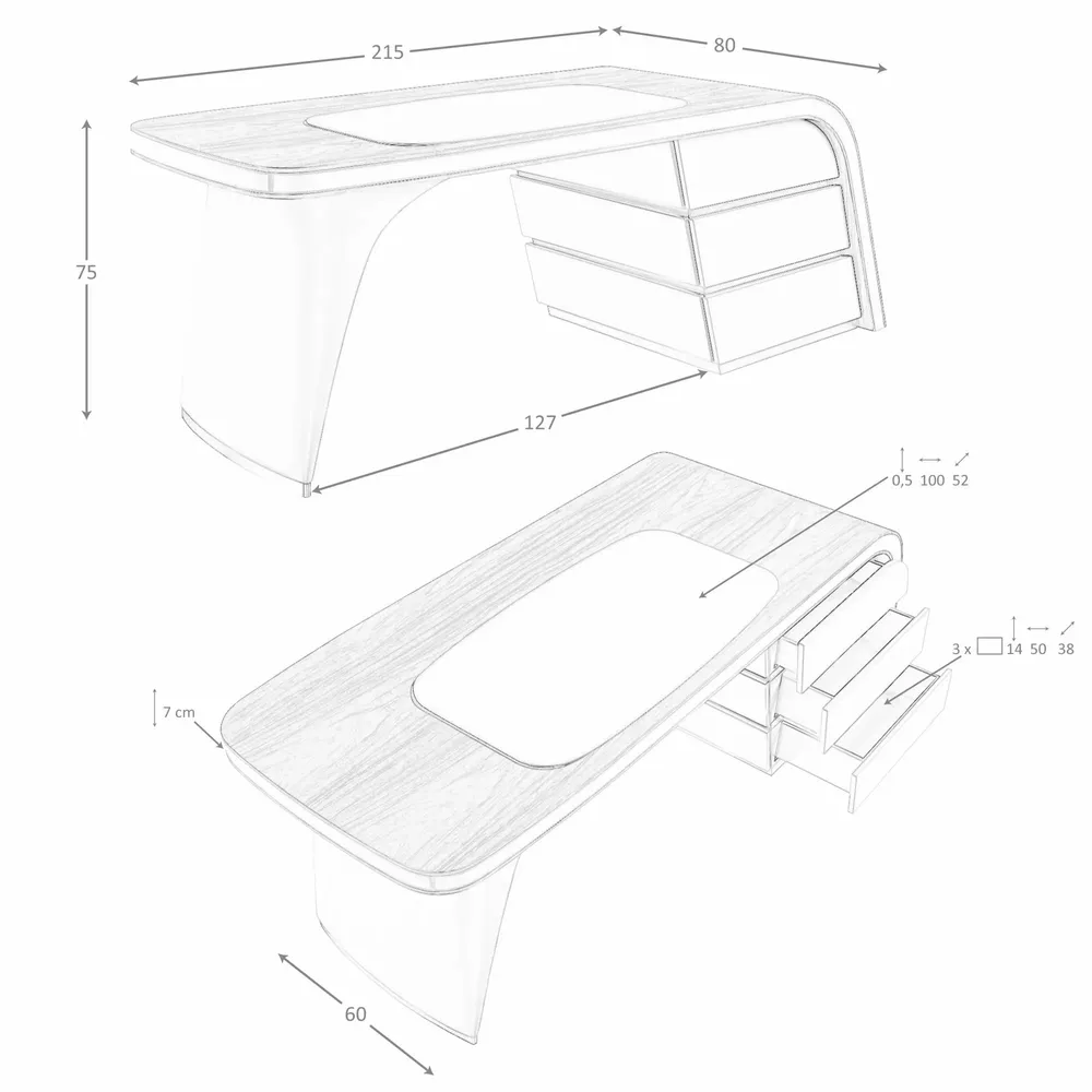 Desks - Writing desk in walnut and wood upholstered in cream leatherette - ANGEL CERDÁ
