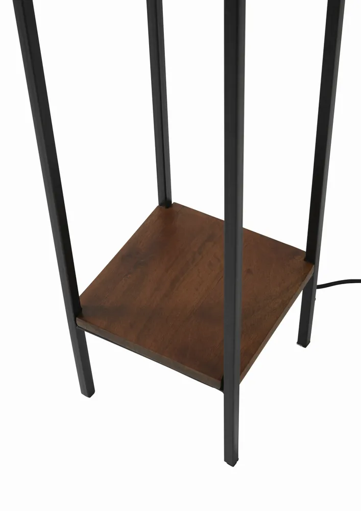 Lampadaires - Lampadaire JAVA en métal, bois, coton naturel noir - CFOC