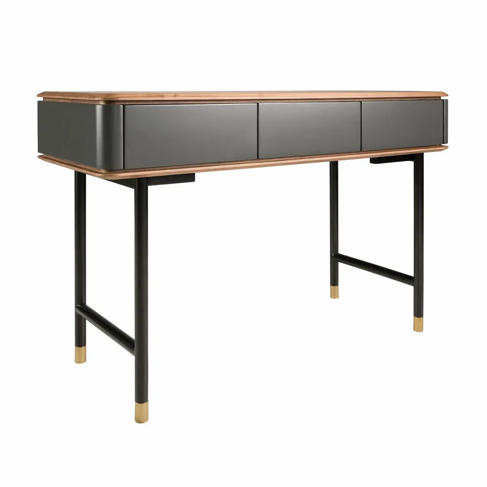 Sideboards - Rectangular console walnut, matt dark grey wood and black steel - ANGEL CERDÁ