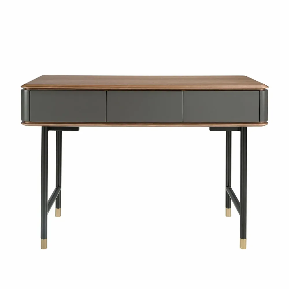 Sideboards - Rectangular console walnut, matt dark grey wood and black steel - ANGEL CERDÁ