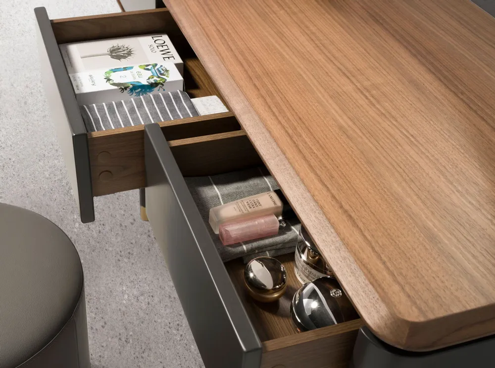 Sideboards - Rectangular console walnut, matt dark grey wood and black steel - ANGEL CERDÁ