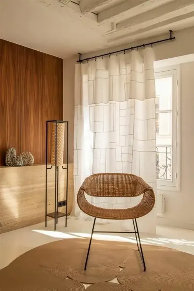 Lampadaires - Lampadaire JAVA en métal, bois, coton naturel noir - CFOC