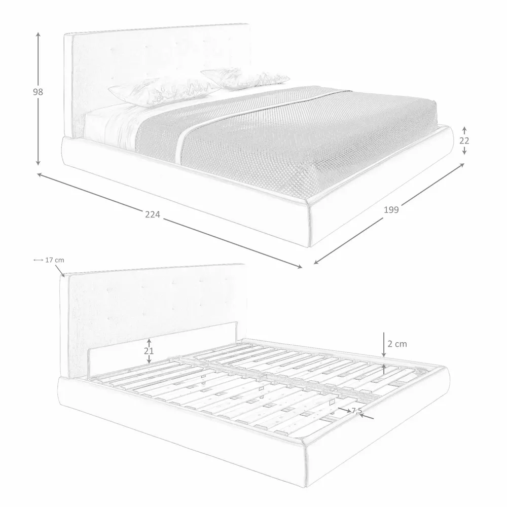 Lits - Lit rembourré en tissu marron et éco-cuir marron avec revêtement blanc - ANGEL CERDÁ