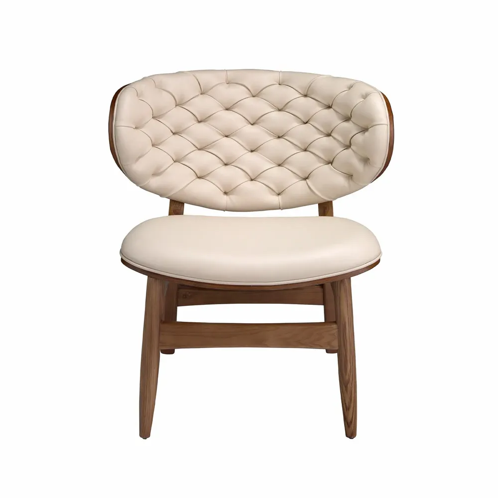 Armchairs - Sand and walnut leatherette armchair - ANGEL CERDÁ