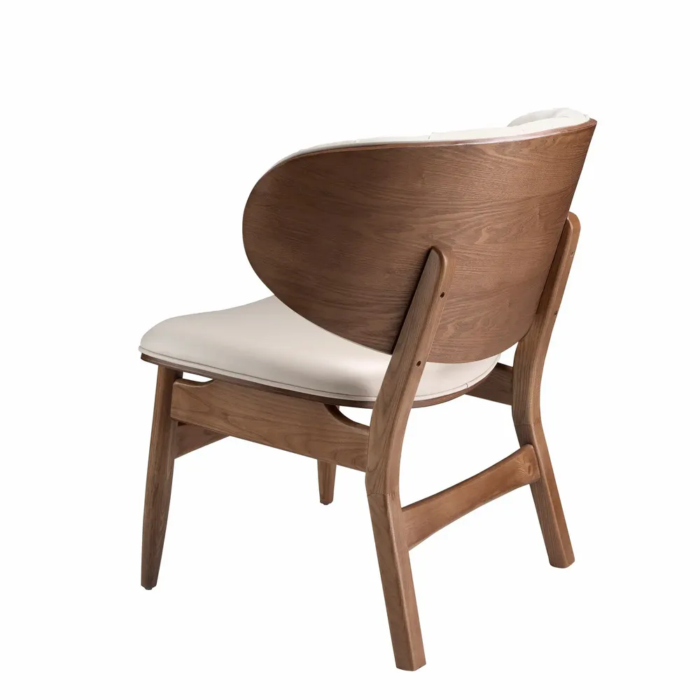 Armchairs - Sand and walnut leatherette armchair - ANGEL CERDÁ