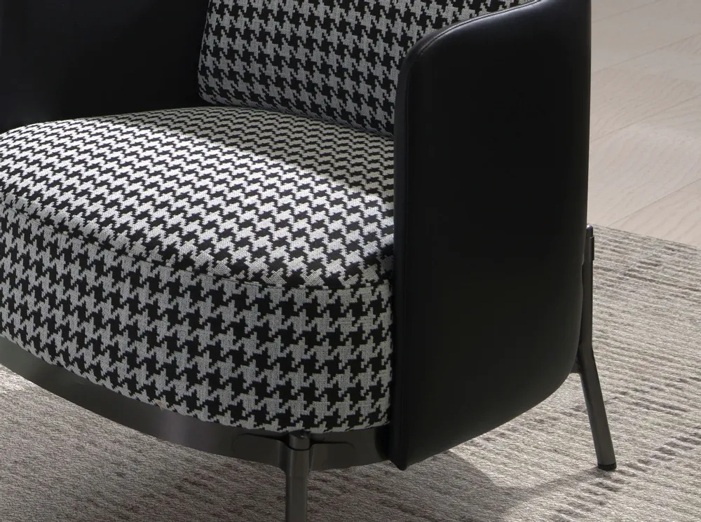 Armchairs - Black and white fabric and black leatherette  armchair - ANGEL CERDÁ