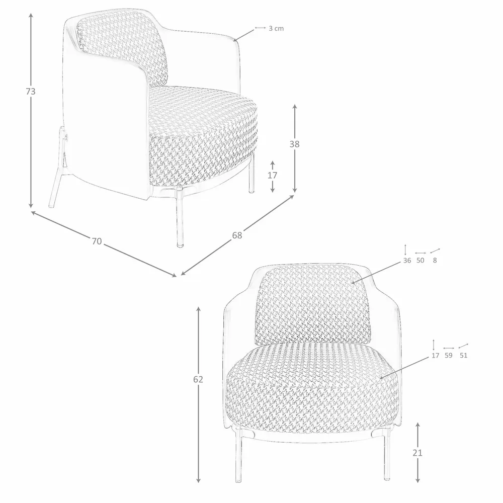 Armchairs - Black and white fabric and black leatherette  armchair - ANGEL CERDÁ