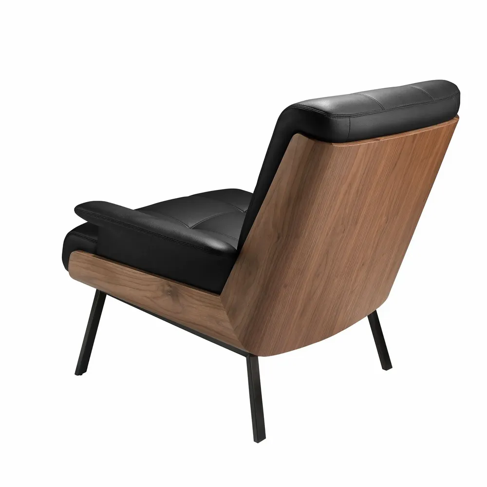 Armchairs - Black and walnut leatherette armchair - ANGEL CERDÁ