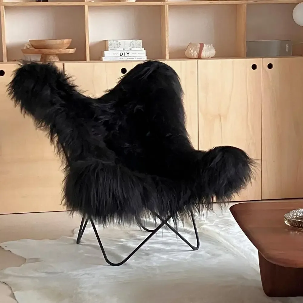 Unique pieces - Butterfly AA Icelandic Sheep Chair - French Leather - MAISON THURET