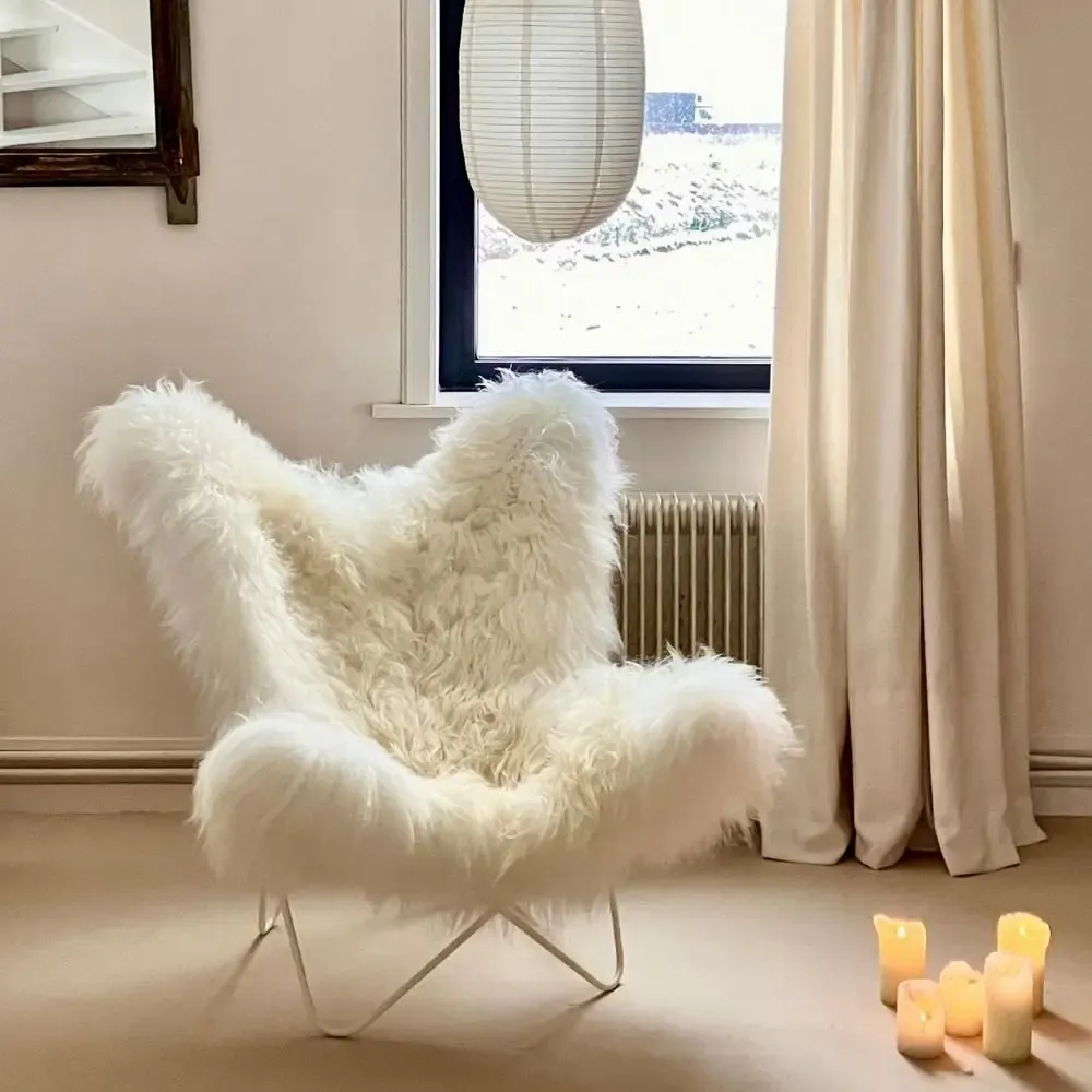 Unique pieces - Butterfly AA Icelandic Sheep Chair - French Leather - MAISON THURET