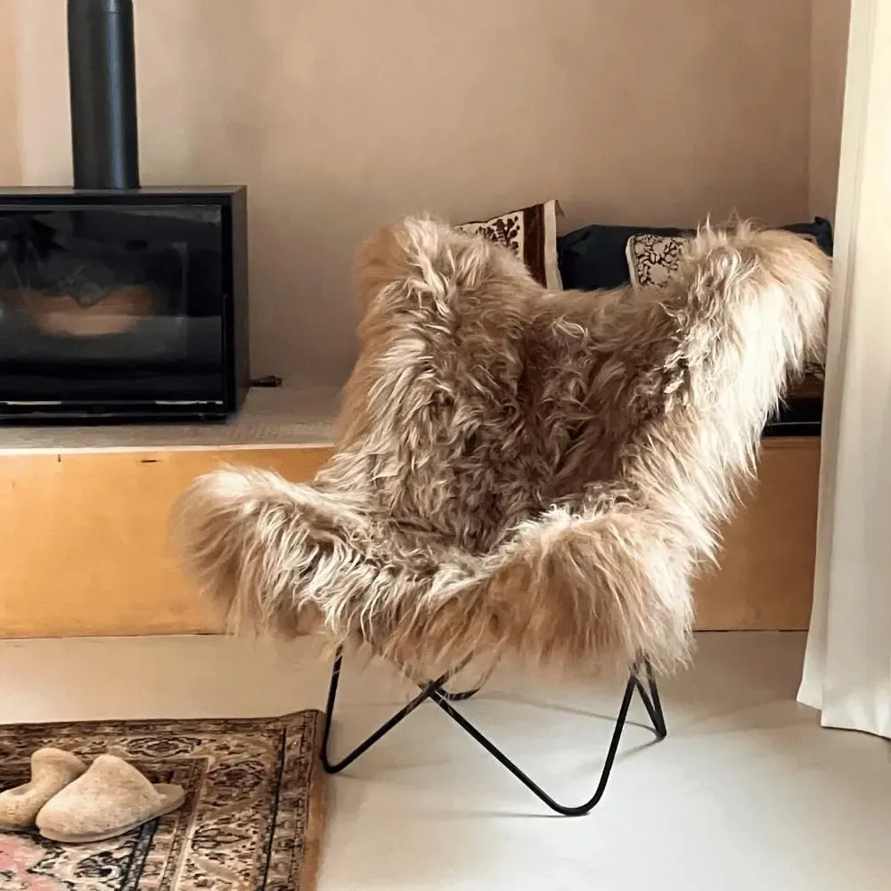 Unique pieces - Butterfly AA Icelandic Sheep Chair - French Leather - MAISON THURET