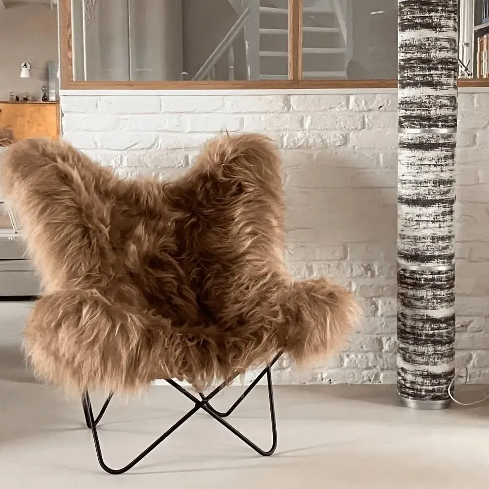 Unique pieces - Butterfly AA Icelandic Sheep Chair - French Leather - MAISON THURET