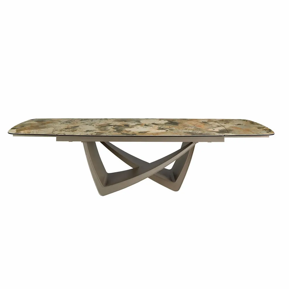Dining Tables - Oval extending dining table oval barrel porcelain marble and taupe met - ANGEL CERDÁ