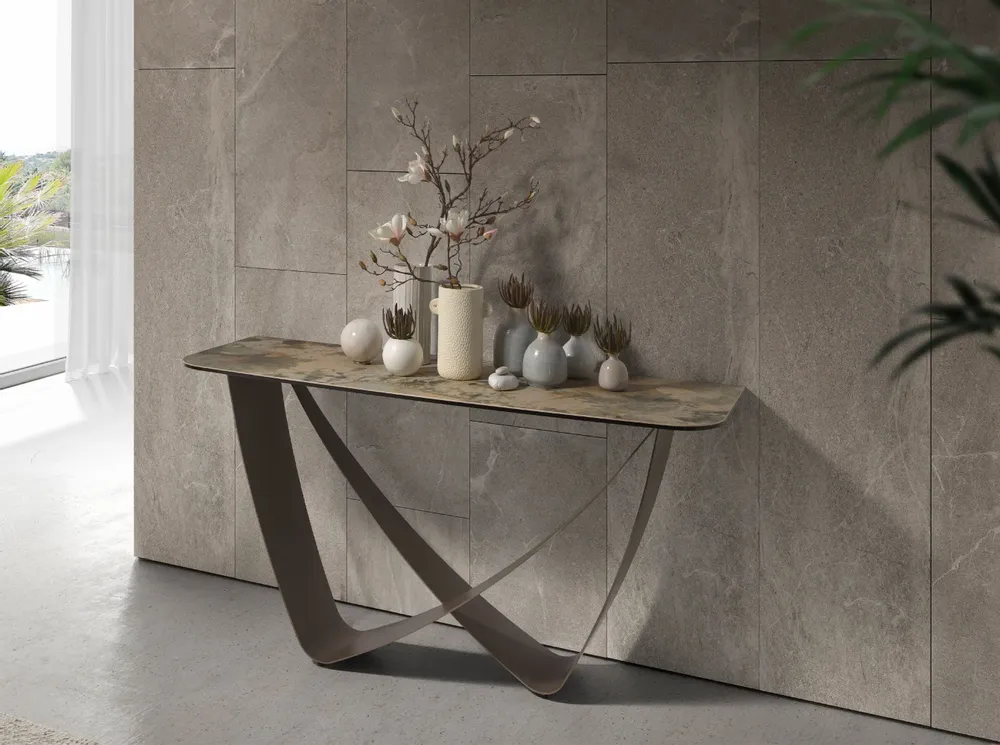 Consoles - Table console rectangulaire en marbre porcelaine et acier métallique t - ANGEL CERDÁ