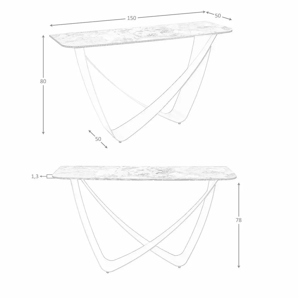 Consoles - Table console rectangulaire en marbre porcelaine et acier métallique t - ANGEL CERDÁ