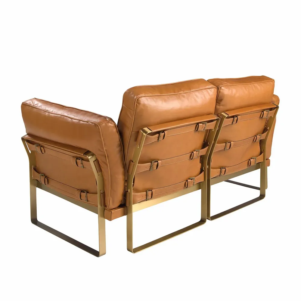 Canapés - Canapé 2 places en cuir camel - ANGEL CERDÁ