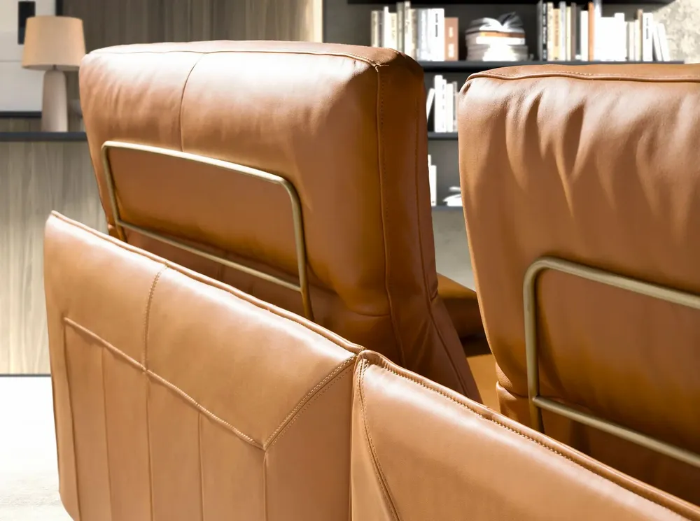 Sofas - Right chaise longue sofa in brown terracotta leather - ANGEL CERDÁ