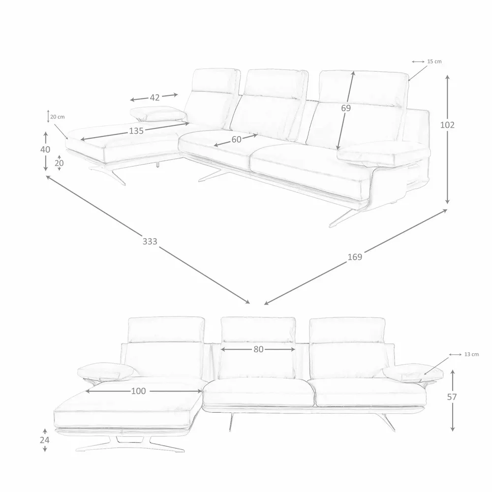 Canapés - Méridienne gauche en cuir terracotta marron - ANGEL CERDÁ