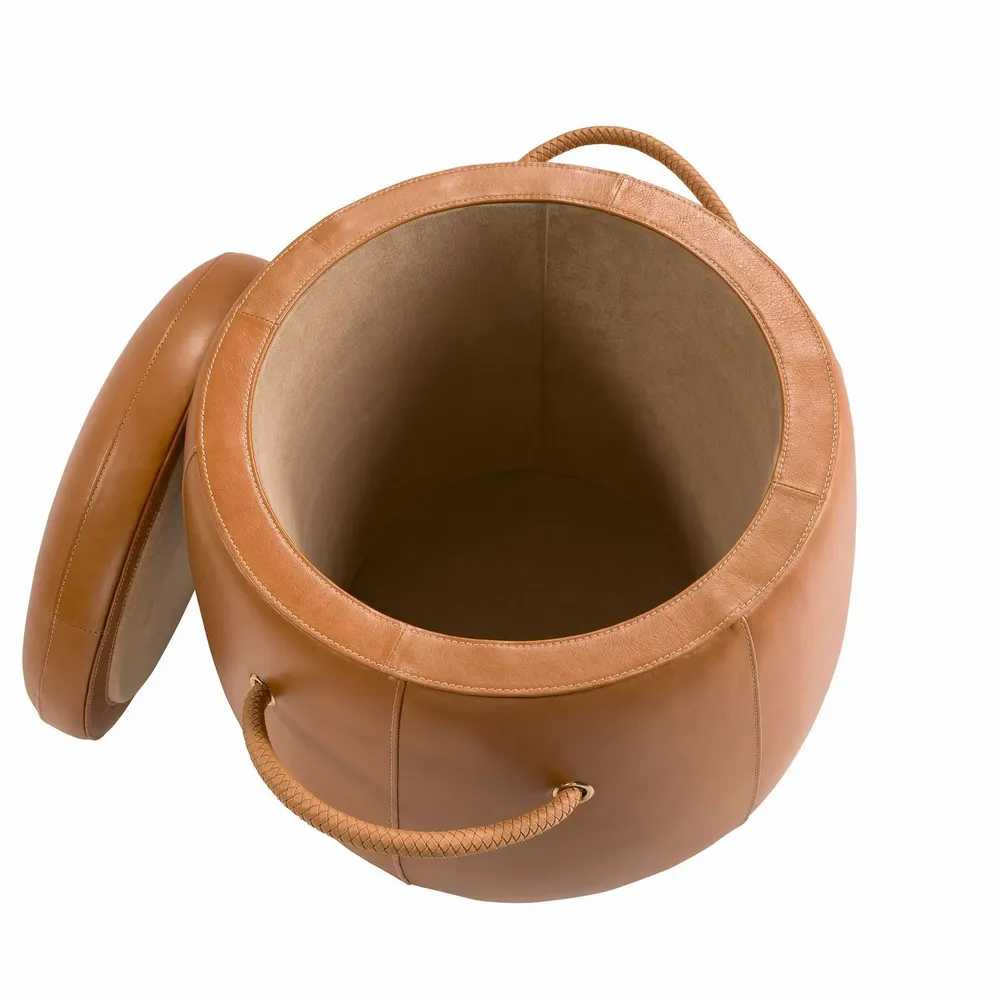 Bancs - Pouf en cuir camel - ANGEL CERDÁ