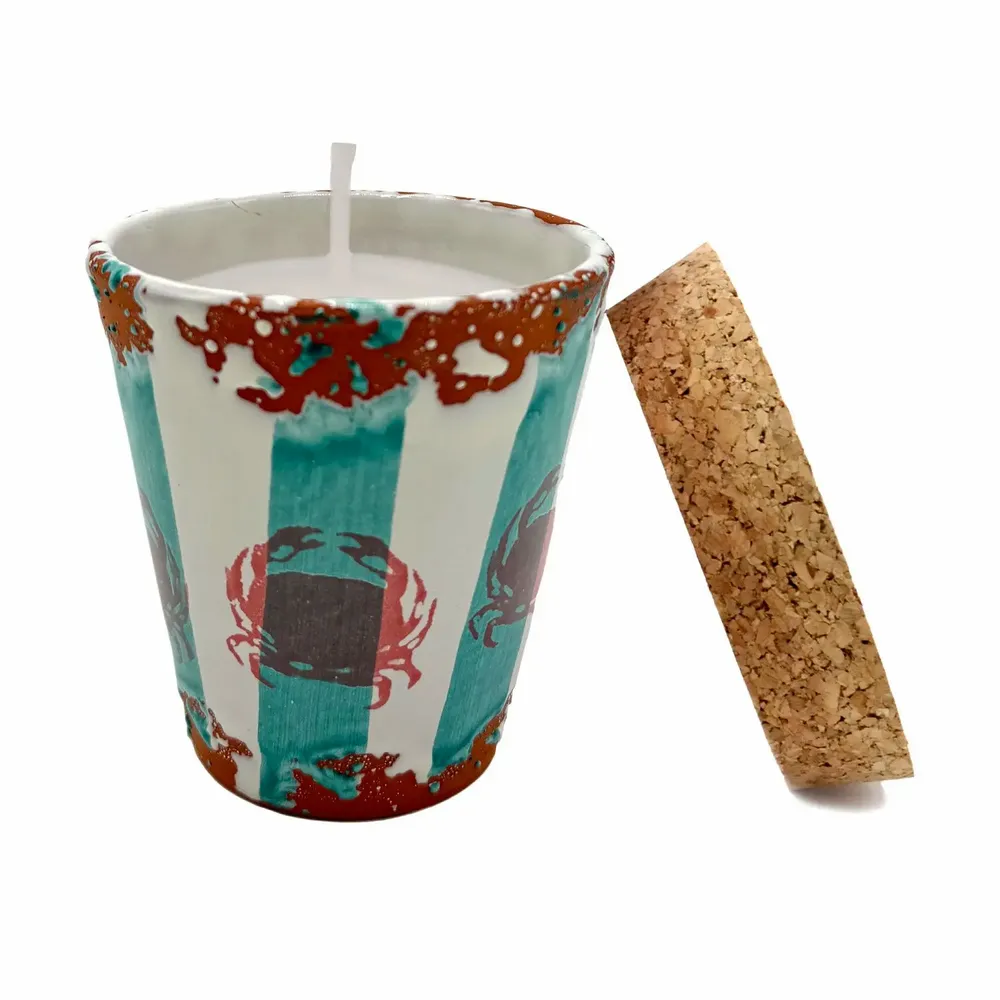 Candles - Ceraminc striped scented candle size S - WAX DESIGN - BARCELONA