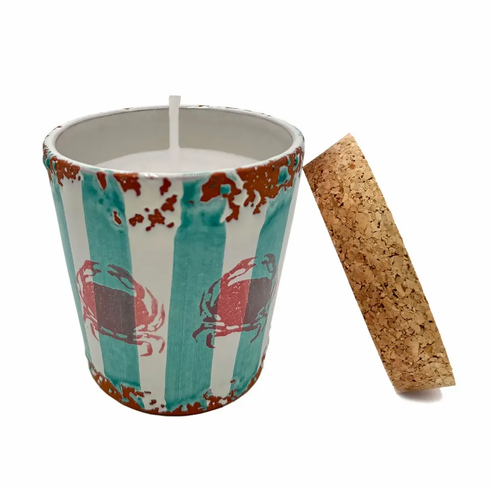 Bougies - Bougie parfumée rayée en céramique taille M - WAX DESIGN - BARCELONA