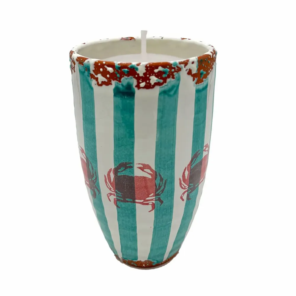 Candles - Ceraminc striped scented candle size XL - WAX DESIGN - BARCELONA