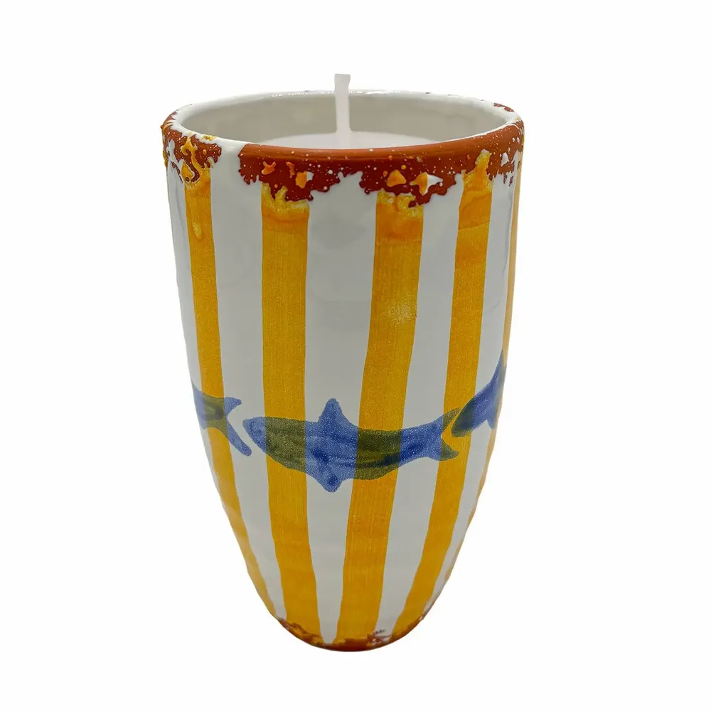 Candles - Ceraminc striped scented candle size XL - WAX DESIGN - BARCELONA