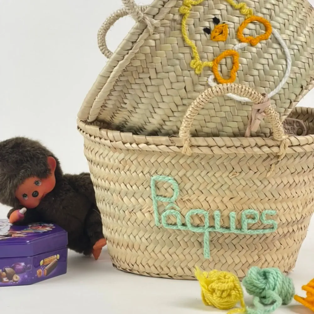 Children's party decorations - Personalized Easter Basket - Hand Embroidered, Unique for You - ORIGINAL MARRAKECH