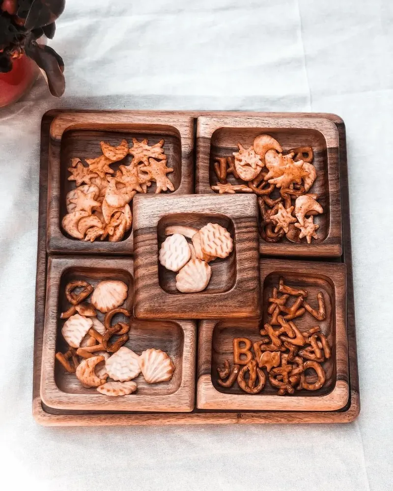 Platter and bowls - Sheesham Wooden Naby Snack Tray - Stylish, Practical - MAISON ZOE