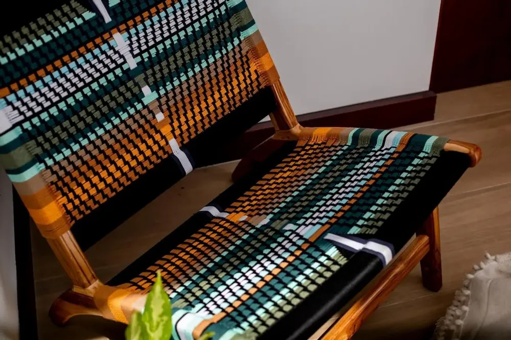 Office seating - Nalago Lounge Chair Verona Weave Black and Orange - NA'LAGO