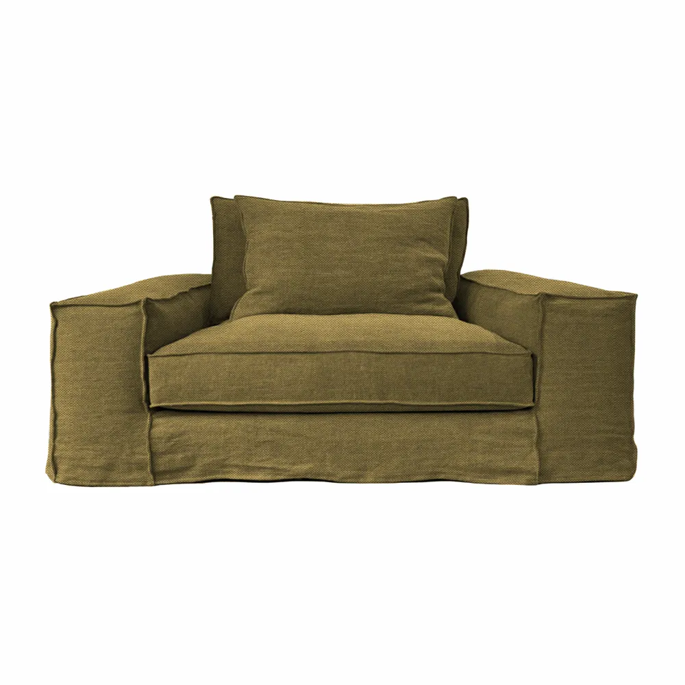 Sofas - Portobello khaki wooded sofa - 1 seat - JOLI JOUR PARIS