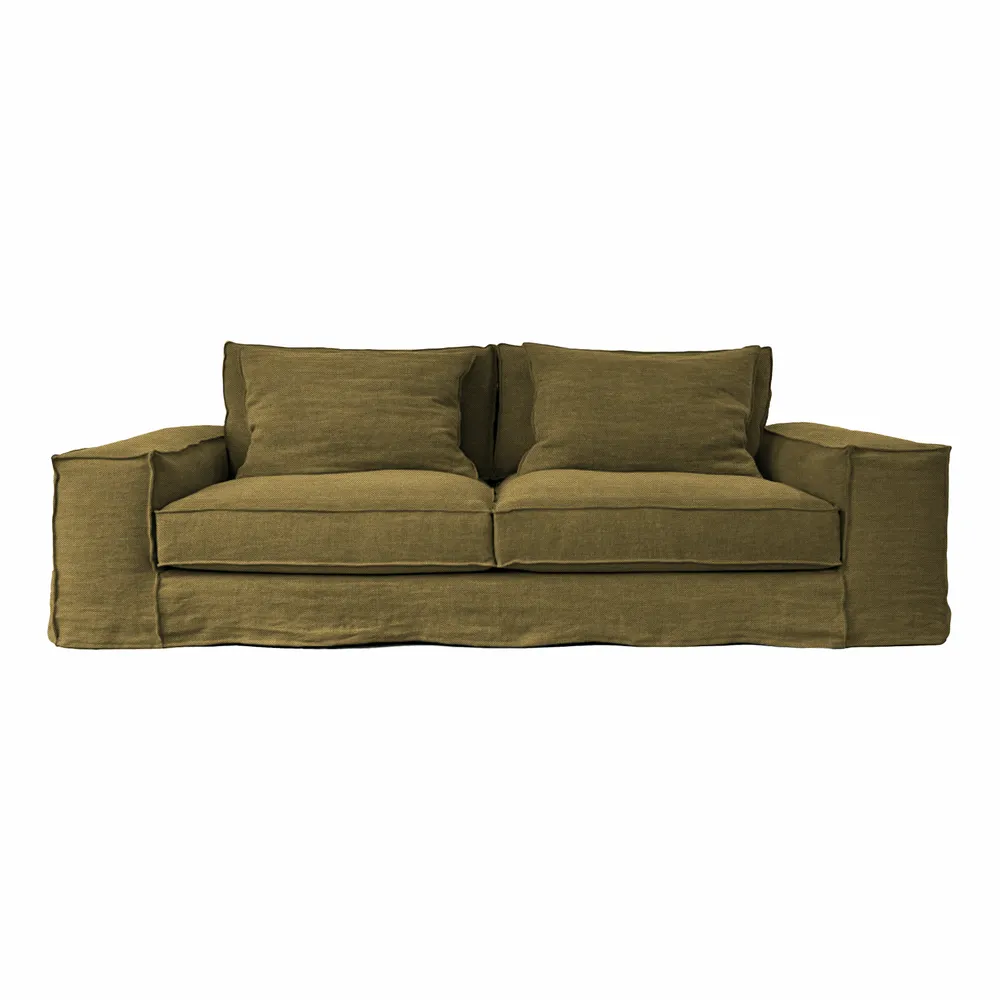 Sofas - Portobello khaki wooded sofa - 3 seats - JOLI JOUR PARIS