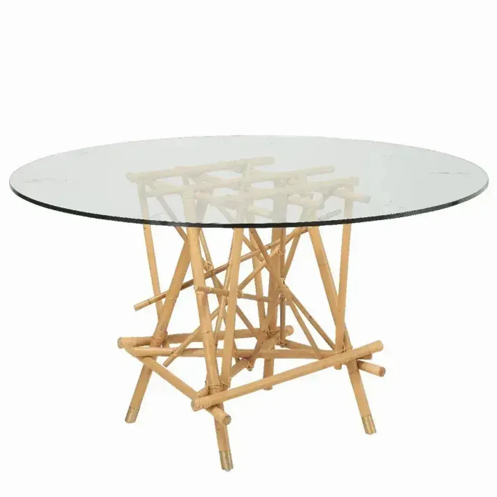 Dining Tables - MIKADO round rattan table 135 cm diameter - KOK MAISON