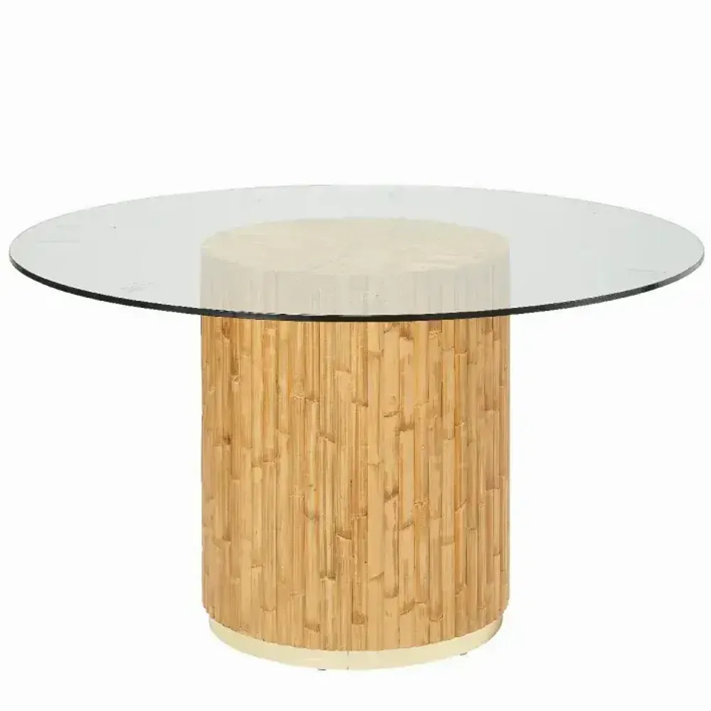 Dining Tables - RIVIERA round rattan table diameter 135 centimeters - KOK MAISON