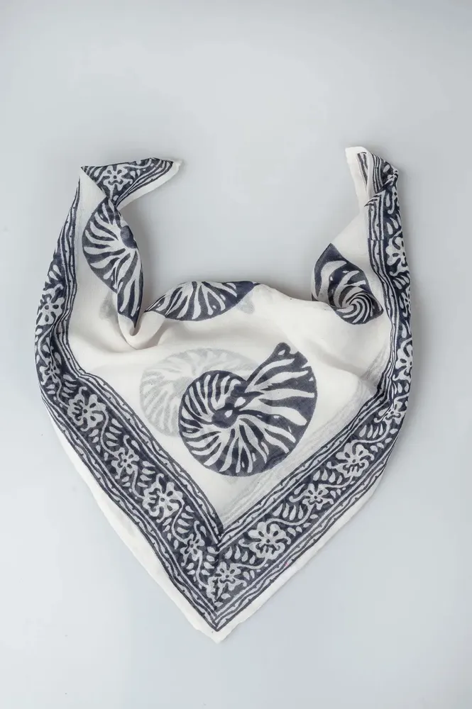 Sarongs - Blue Seashell Bandana - KORES ACCESSORIES