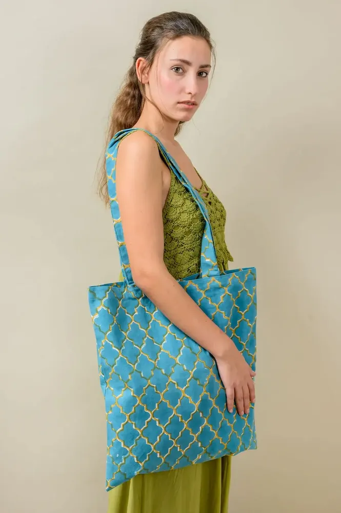 Bags and totes - Blue & Gold Tote Bag - KORES ACCESSORIES